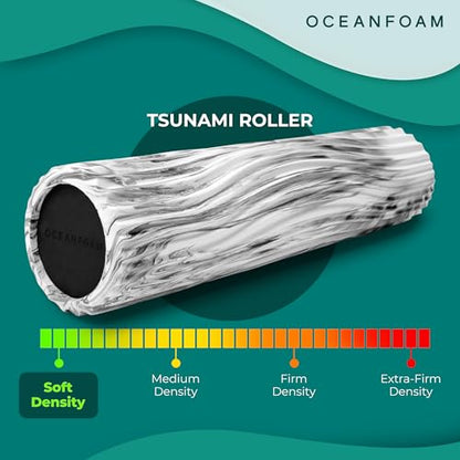 Tsunami Roller (Black Marbled) - Extra-Large, 26" x 5.9" - Soft, Textured Foam Roller for Physical Therapy, Back Pain, Exercise & Stretching - Wave Textured - Yoga, Athletics, & Wellness - color: Black Marbled