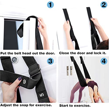 Tchrules Leg Stretcher Strap, Backbend Training Belt with Door Anchor, Flexibility Trainer Stretching Equipment Assist Stretch Strap for Fitness Gymnastics Dance Aerial Yoga Ballet