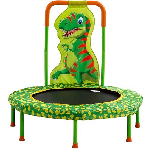 36 inch Mini Toddler Trampoline for Kids, 36'' No-Gap Indoor Outdoor Small Rebounder Trampoline with Foam Handle and Safety Padded Cover Fun for Kids Ages 1-6 - color: Green