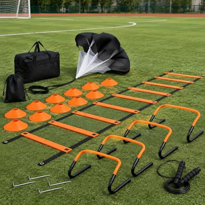 Multicolor Agility Ladder Set, Speed Agility Kit for Football Training, 12 Piece Speed Training Equipment for Kids, Full Training Set