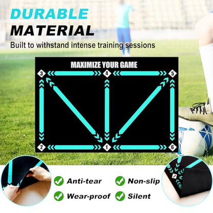 Non-Slip Thickened Soccer Training Mat with Guide - color: Black-Blue