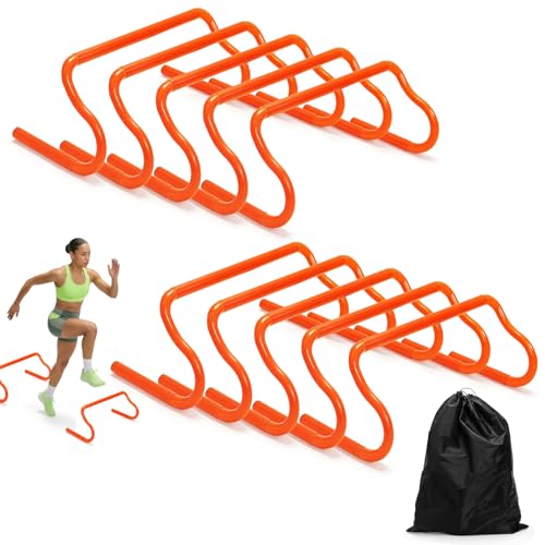 10 Pack 9" Agility Hurdles, Plastic Speed Agility Training Hurdle, Detachable Sturdy Plyometric Hurdles, Training Equipment Set with Carry Bag for Football, Soccer, Basketball, Athletes