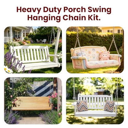 Heavy Duty Porch Swing Hanging Chain Kit, 2 Pack, Silver | 1500 Lbs Capacity, 7.1ft Rustproof Zinc-Plated Y-Chain Assemblies, 4 Quick Links Included, For Hammock Chairs, Punching Bags