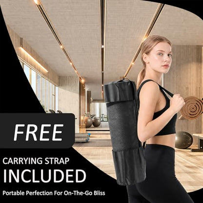 Thick TPE Yoga Mat for Beginners, Non-Slip Cushioned Yoga Mat with Carrying Strap for Pilates, Stretching and Home Workout