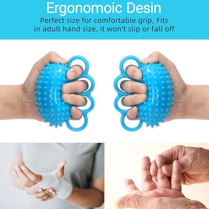 Finger Exerciser Hand Squeeze Ball for Adults, Hand Grip Strength Trainer with Nail Clippers, Pain Relief & Improve Flexibility, Hand Exercisers for Rehab, Arthritis, Carpal Tunnel
