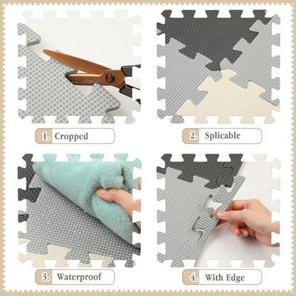 Nuanchu 60 PCS Kids Foam Puzzle Mat,Black, White, Gray - color: Black, White, Gray
