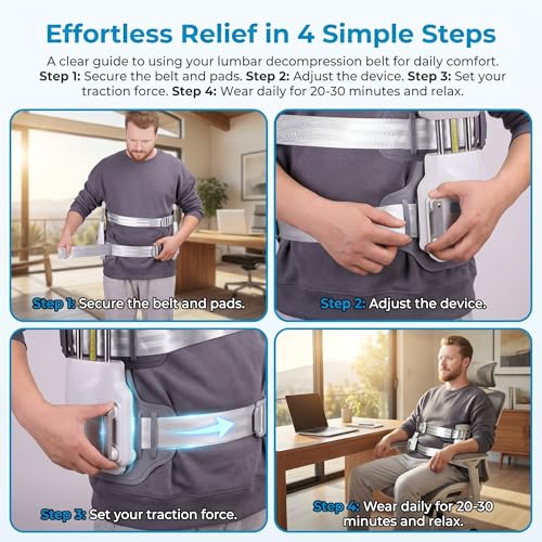 Decompression Belt for Lower Back Pain Relief – 450N Spinal Back Stretcher & Adjustable Lumbar Traction Device for Herniated Disc Sciatica, Bilateral/Unilateral Modes