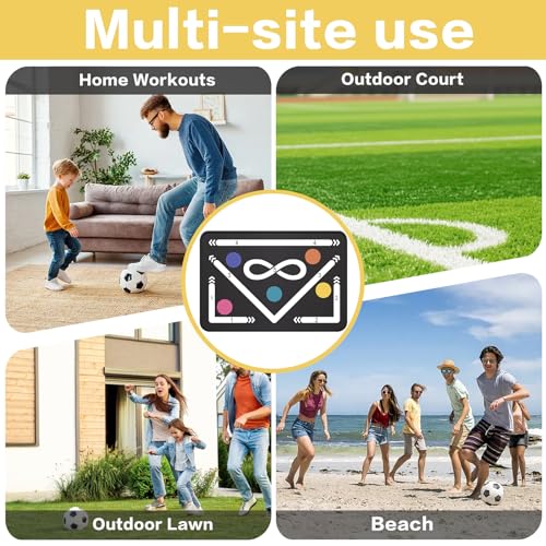 2F22E Soccer Training Mat for Kids & Youth, Non-Slip Silent Footwork Training Equipment with Soccer Bounce Trainer & Socks, Ball Mastery Skills Mat with Instructional Video for Indoor Practice