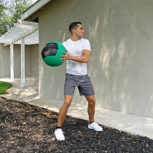 ProSource Soft Medicine Balls for CrossFit Wall Ball and Full Body Dynamic Exercises, Color-Coded Weights: 6, 8, 10, 14, 20, 25 lb. - color: Green 10 LB