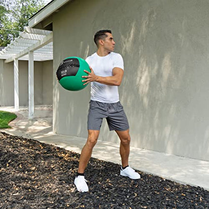 ProSource Soft Medicine Balls for CrossFit Wall Ball and Full Body Dynamic Exercises, Color-Coded Weights: 6, 8, 10, 14, 20, 25 lb. - color: Green 10 LB