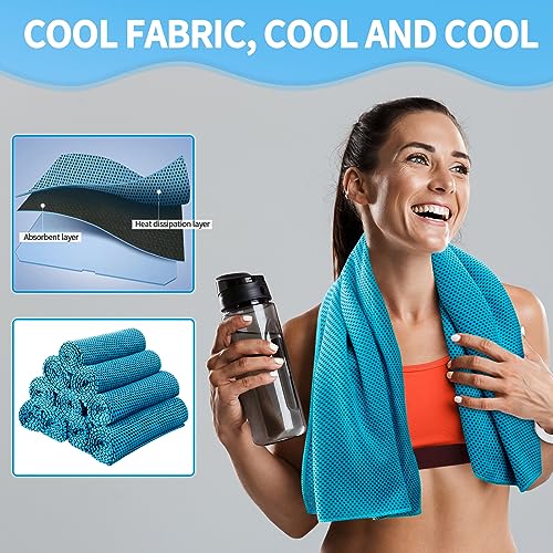 Honoson 10 Pcs Cooling Towel Bulk - Neck & Face Cool Chilly Towels Microfiber Breathable Sport Sweat Rag for Gym, Yoga, Travel, Camping, Running, Outdoor (Blue) - color: Blue