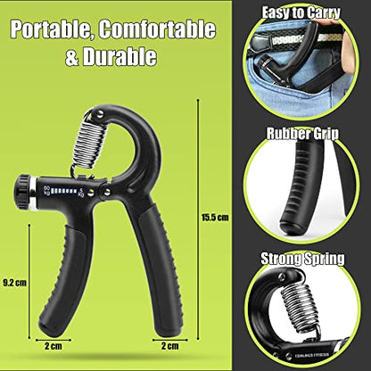 5-60 kg Grip Strengthener Exerciser – Adjustable Hand Grips Strengthener with Stainless Steel Spring for Strong Wrists, Fingers, Forearm, Hands