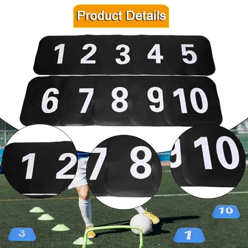 10x Flat Cones Square Sit Spots Markers, Multipurpose Floor Agility Dots for Soccer Practice Speed Drills, Field Court Markers 9.06x9.06x0.08 inch