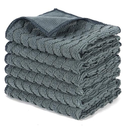 Dual-Sided Microfiber Cloths, 12x12 Lint-Free 6-Pack - color: Dark Gray-blue