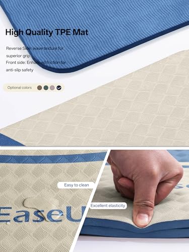 EaseUp Extra Thick Yoga Mat -2/5 inch (10MM), 72.8x31.5" Extra Long-Wide, Professional TPE Non-slip yoga mats for Yoga,Exercise, Workout,Pilates and Fitness, with strap
