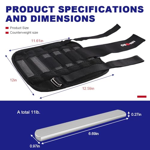 Wrist Ankle Weights with Removable Steel Bars, 1 Pair Adjustable Arm Leg Weights for Men and Women, No Leakage Design, Weighted Wrist Bands for Walking Jogging Yoga Pilates