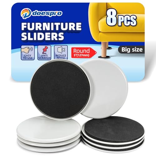 8Pack 5" Round Large Furniture Sliders for Hardwood Floors and Carpet - color: 01 Pe Sliders Round, size: 5"(8 Pack)
