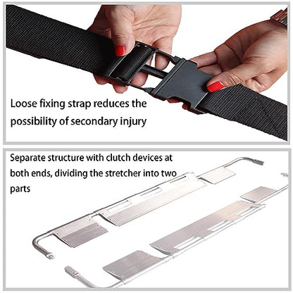 Portable Spine Board Stretcher - Folding Stretcher for Mcal Emerncies & Patient Transport with Safe Str - Ideal for Hospitals & First Responders