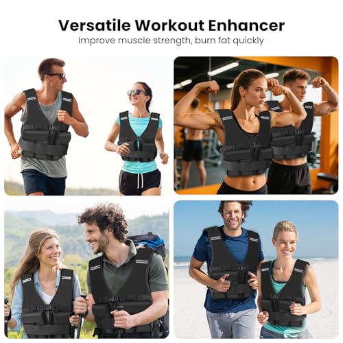 Adjustable Weighted Vest for Woman Men With Shoulder Pads 2-10 lbs/2-18 lbs, Weighted Vest For Walking, Running, Cross Training, Muscle Building,Improve Bone Health- Comfortable, Washable