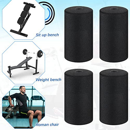 Deekin 8 Pieces Foam Foot Pads Rollers Set High Density Foam Roller for Gym Exercise Machines Equipment Replacements Exercise Massage Muscle Recovery, 6.3" x 3.4" OD x 0.87" ID