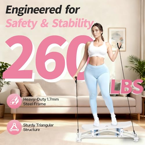 Balance Board for Adults, Ski Machine Exercise Equipment with Resistance Bands, Rock Stepper Featuring LCD Monitor, Portable Wobble Board or Full Body Workout at Home Gym