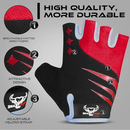 Half Finger Cycling Gloves for Men Women, Gel Padded Anti-Slip Shock Absorbing Weight Lifting Gym Gloves Cycle Mountain Bike Gloves for MTB, Biking, Hiking