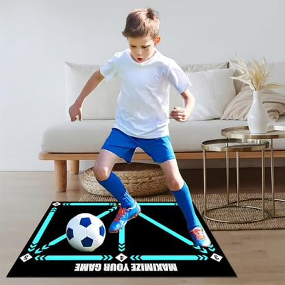 Non-Slip Thickened Soccer Training Mat with Guide - color: Black-Blue