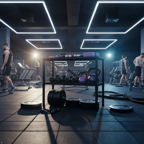 Commercial Heavy Duty Adjustable Dumbbell Stand & Kettlebell Stand, Adjustable Dumbbell Weight Rack, Kettlebell Storage Rack, Weight Rack for Garage/Home Gym/Commercial with Non-Slip Base, Anti-Tip Safety & Space-Saving Design, Weight Capacity 500/600/800