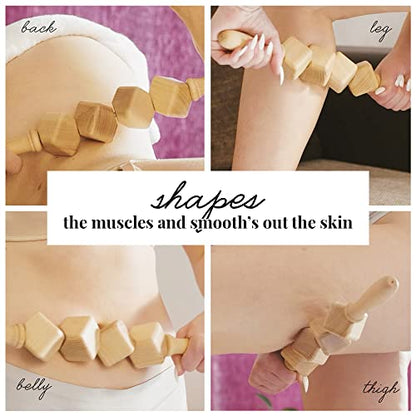 tuuli Accessories - Dice Wooden Massage Roller for Waist and Thigh, Multi-Functional Body Roller for Cellulite and Muscle Tension, Natural Massager for Women and Men