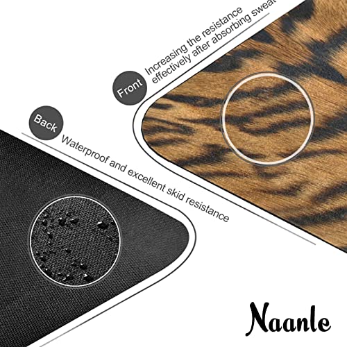 Naanle Tiger Yoga Mat with Carrying Bag Set, Tiger Print Exercise Mat Foldable Non Slip Travel Lightweight Workout Rug for Home Gym Yoga Pilates Stretching Floor Fitness 71x26 in - color: White 29