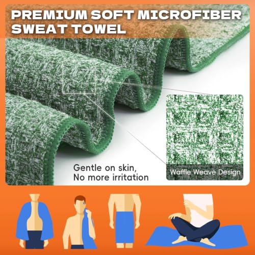 Microfiber Sweat Towel, Quick Dry Negative Ions 3 Pack 27x55 in - color: Green, size: 27 inch X 55 inch