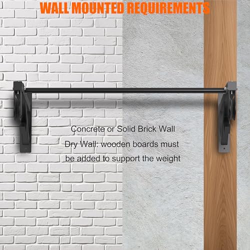 Pull Up Bar Wall Mounted, Heavy Duty 650 lbs Capacity Chin Up Bar, 48" Multi-Grip Strength Training Pull-up Bars, for Home Gym Garage/Backyard Total Body Workout, Ease Of Use Mounting