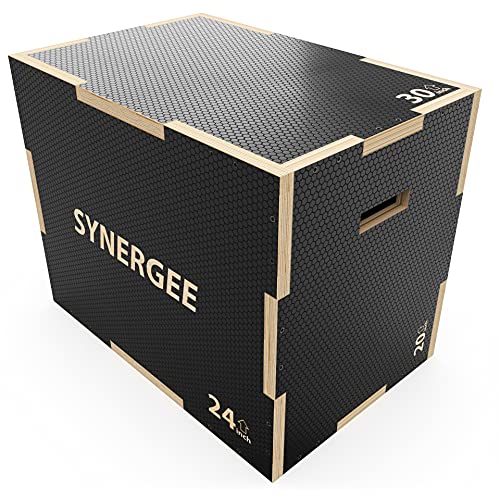 Synergee 3 in 1 Non-Slip Plyometric Box for Jump Training and Conditioning. Wooden Plyo and Soft Plyo Box All In One Jump Trainer. Sizes 20/18/16, 16/14/12 - color: Non-Slip - 30/24/20