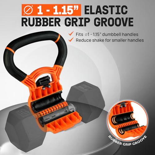 Yes4All Kettlebells Grip, Dumbbell Grip Handle, Convert Dumbbells into Kettlebell for Home Gym, Kettlebell for Weights Plate - color: B. Orange/Black Upgraded