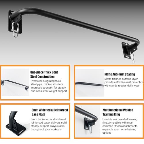 Wall Mounted Pull Up Bar, Carbon Steel Doorway Chin Up Bar for Home Gym - color: Black