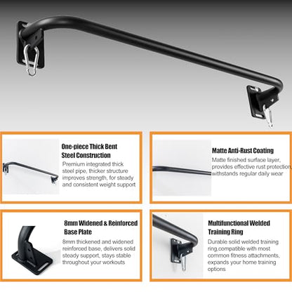 Wall Mounted Pull Up Bar, Carbon Steel Doorway Chin Up Bar for Home Gym - color: Black