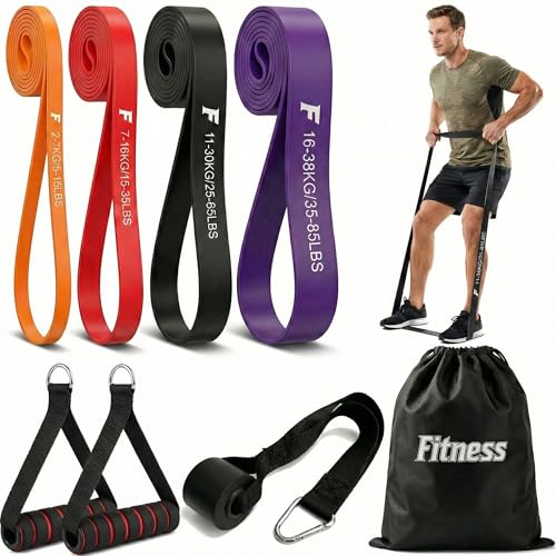 Resistance Bands Set for Working Out, 5 Levels (15-85 lbs) with Handles, Door Anchor, Storage Bag - Latex Fitness Bands for Home Gym, Strength Training, Physical Therapy, Muscle Toning for Men & Women