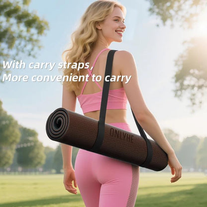 Yoga Mat Thick（8mm）Exercise Mat Non Slip Anti-tear,Pilates Mat for Men and Women,Workout Mats for Home,Barefoot Workouts and Floor Exercise,with Carrier Strap(71"x 24")