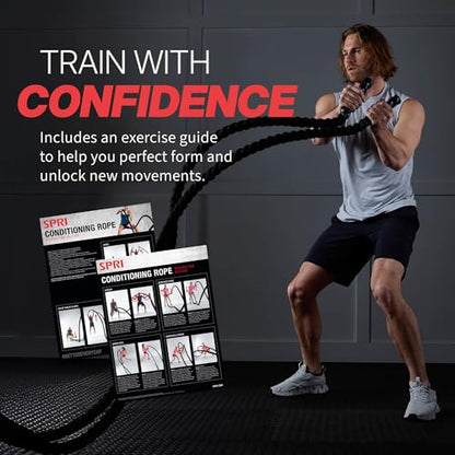 SPRI Battle Rope - Weighted Rope for Strength Training, Working Out, and High-Intensity Workouts for Building Stamina and Endurance - Durable Conditioning Rope - 18ft Long with 1.5" Thickness