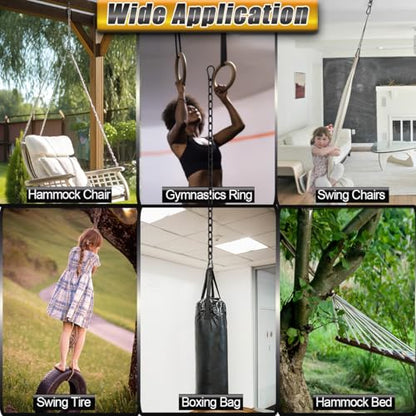 Black 304-Stainless Steel Swivel Ring - Heavy Duty Double Ended Eye Hook With Snap Hooks, Rotating Carabiner Swing Spinner Hanger for Web Tree Swing, Hammock (M8, 1Pack) - color: Black, size: M8 x 1Pack