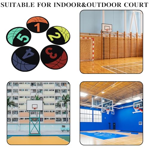 5 PCS Basketball Spot Markers (1-5) – 9 Inch Large Size, Anti-Slip PVC Floor Dots for Agility, Dribbling & Shooting Drills