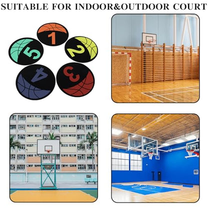 5 PCS Basketball Spot Markers (1-5) – 9 Inch Large Size, Anti-Slip PVC Floor Dots for Agility, Dribbling & Shooting Drills