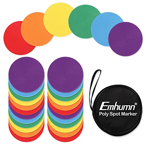 4inch & 9inch Poly Spot Markers for Agility Dot for Gym/PE Training, Dance, 6/12/24 Pcs Round Multiple Color & Size Rubber Non-Slip Spot Marker for Games, Floor Dots and Sport Activities