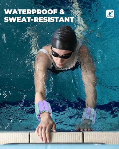 Sportneer Wrist & Ankle Weights for Women Men 4 lbs (2 lb Each) Adjustable Silicone Weighted Bracelet Set for Gym Yoga Pilates Cardio Strength Training Wearable Arm Hand Workout Weights