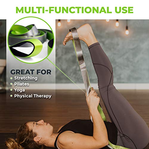 Stretching Strap for Physical Therapy, 12 Multi-Loop Stretch Strap 1.5" W x 8' L, Neoprene Handles, Physical Therapy Equipment, Yoga Straps for Stretching, Leg Stretcher.