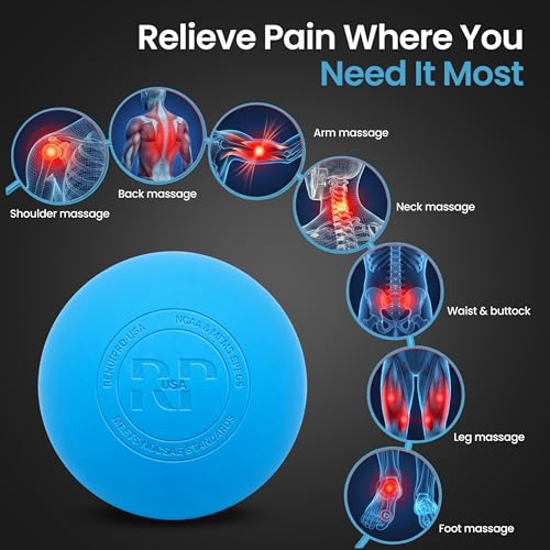 Massage Lacrosse Balls for Deep Tissue Muscle Relief – Myofascial Release & Trigger Point Therapy for Muscle Knots, Back, Feet, Neck & Shoulders – Firm Rubber Mobility Ball Set (2 Pack)