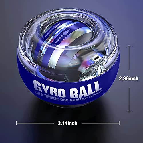 Auto-Start Wrist Power Gyro Ball with LED Lights, Wrist Strengthener and Forearm Exerciser for Stronger Arm Fingers and Muscle - color: Colourful Light-Blue