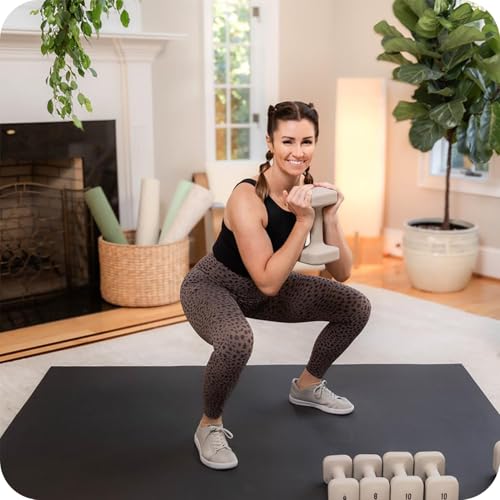 WeGym SafeGrip Square Dumbbells with Anti Slip Handles, Aesthetic Free Weights for Home Workouts, Stable Design Prevents Rolling during Floor Exercises - Set - color: Rose-Dark Rack, style: Full Set