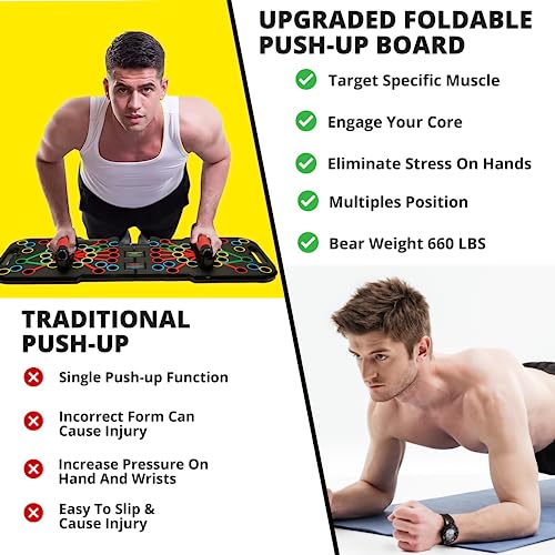Push Up Board For Men & Women - Foldable Pushup Board For Home Gym & Office - 60+ Color Code With Multi-Functional Home Workout Equipment - ACTIVE APEX