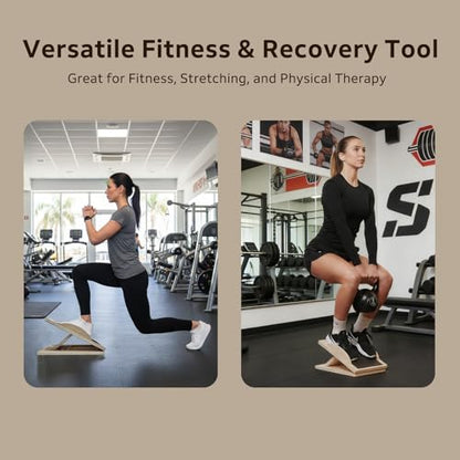 Slant Board with 6 Angles Converts to a Balance Board Premium Calf Stretcher & Wobble Board for Effective Stretching & Squats Exercise with Velour Surface